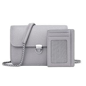 Gray Crossbody Bag With Card Holder Wallet